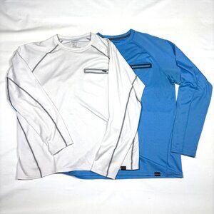 Lot of 2 Patagonia Fitz Roy Performance Fishing Zip-Pocket L/S T-Shirt Mens L